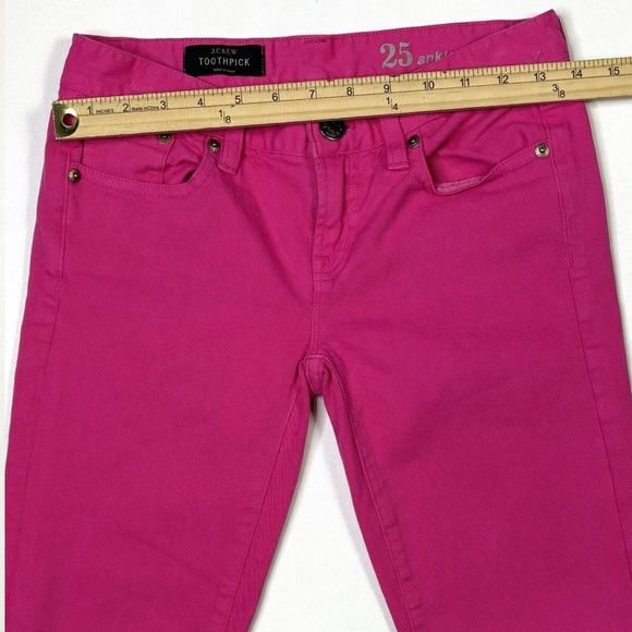 J. Crew Jeans Women’s 25 Ankle Neon Pink Denim Toothpick Skinny Stretch - Picture 8 of 13